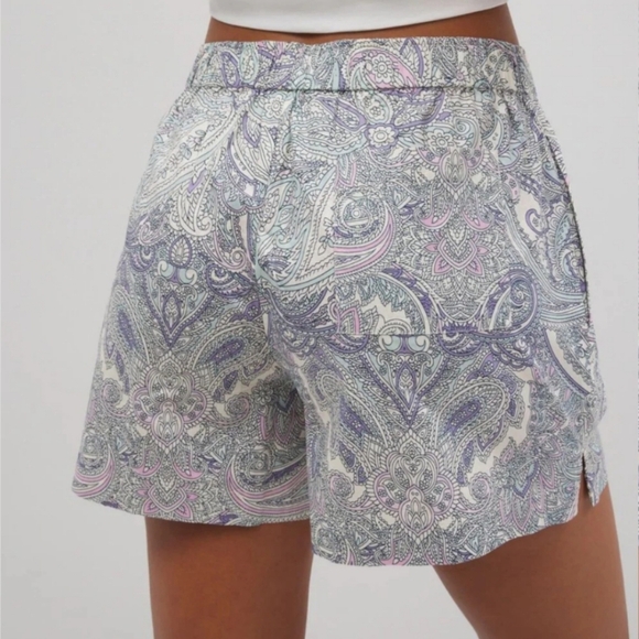 Soma Cotton Poplin Pajama Shorts In Global Paisley - Picture 1 of 12